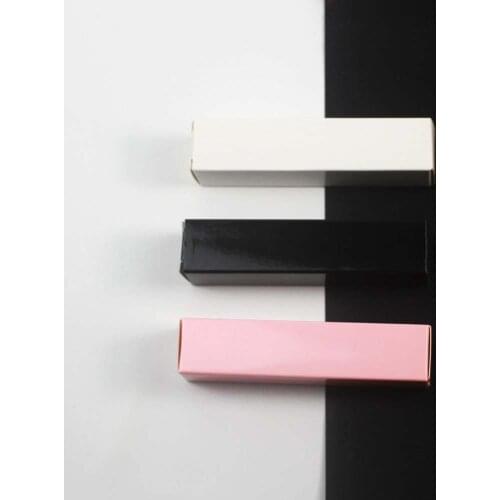 10pcs Balck White Pink Cosmetic Packaging Glossy Paper Box 23*23*103mm for Lip Gloss Tube Customizable logo
