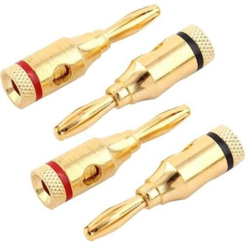 12pcs 24k Gold-Plated Musical Cable Wire Banana Plug Audio Speaker Connector Plated Musical Speaker Cable Wire Pin Connector