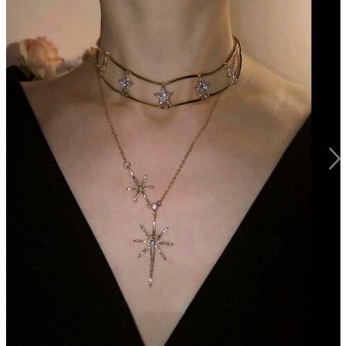 2Pcs/lot Star Choker Necklace for Women Sexy Hipster Necklace Clavicle Chain Pendant Necklaces Wedding Jewelry Party Gifts