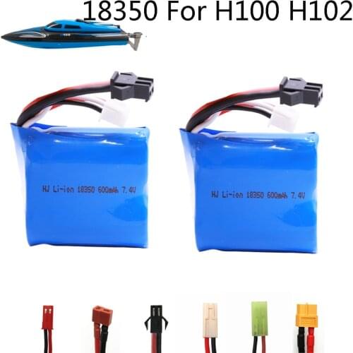 7.4v 600mAh 2S Li-ion battery SM/JST/T/EL-2P Plug for H100 H102 18350 7.4v Li-ion Battery for S1 S2 S3 S4 S5 High Speed RC boat
