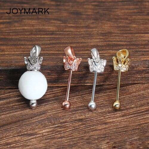 925 Sterling Silver Pendant Clasp Empty Holder Zircon Crown Pearl Jade Agate Bead Pendant Jewellery Accessory 2pcs/lot SPB-022
