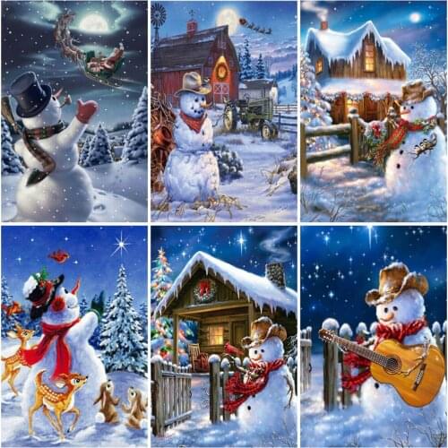 EverShine Diamond Embroidery Snowman Rhinestones Art Diamond Painting Full Square Winter Cross Stitch Landscape Mosaic Kits