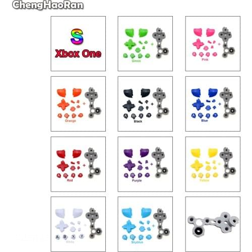 ChengHaoRan For Xbox One S Slim Controller ABXY D-Pad Cross Home Button Trigger Grips Stick Parts w/Rubber Conductive Button