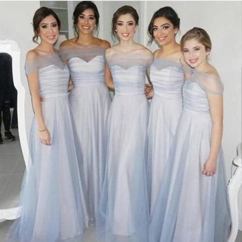 Long Bridesmaid Dresses One-character Shoulder Top Folded Tissue Wedding Dresses Guest Dresses Cheap Formal Bridesmaid Dresses