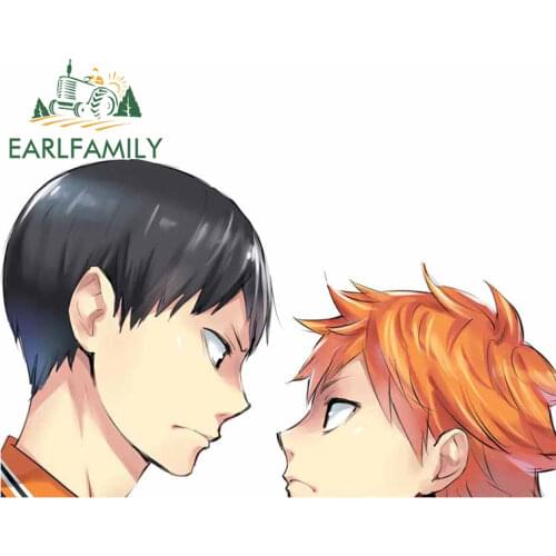 EARLFAMILY 13cm x 8cm for Haikyuu Hinata Shoyo Kageyama Tobio Car Stickers Refrigerator Trunk Decal Anime Refrigerator Graphics