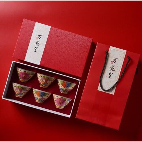 Jingdezhen Enamel Silver Tea Cup Pure Silver Kungfu Tea Set