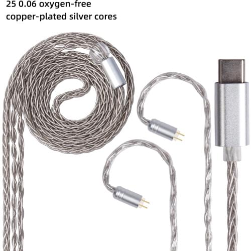 FDBRO 8 Cores Silver Plated MINI Cable Type C Balanced MMCX Cable MMCX 2PIN A2DC Upgrade Headphone Wire for SE846 IM1/IM2/X6