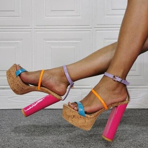 FGHGF NEW 13CM Womens High Heel Sandals Multi-Color Fashion Sexy Platform Shoes