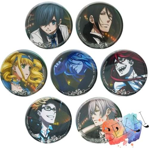 Kuroshitsuji Ciel Phantomhive Sebastian Grell Undertaker Snake Butler Anime Metal Badge Brooch Pins