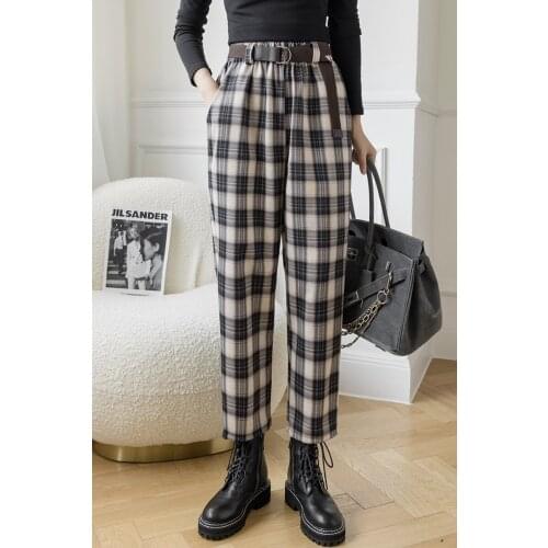 Fashion Plaid Pants Women Streetwear Cool Girl High Waist Trousers harem sweatpants joggers women cargo sweat pants korean 2021