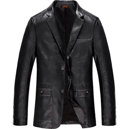 Plus Size M 4XL Business Leather Jackets For Man Dad Clothing Vintage Mens Dress Formal Faux Leather Jackets and Coats 2020 A498