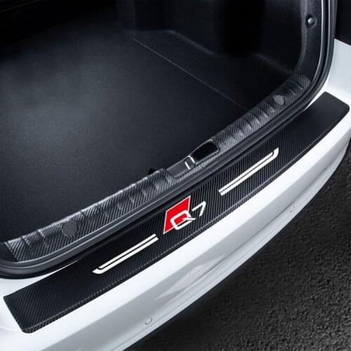 Car Rear Trunk Plate Guard Sticker For Audi Q7 Q7L Leather Anti-Scratch Protect Car Sticker Trunk anti-collision sticker
