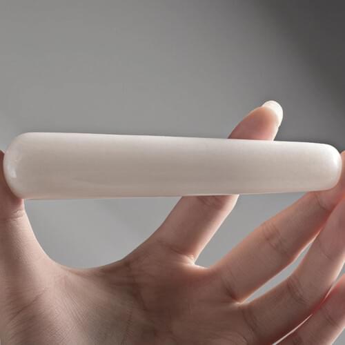 Natural White Jade Yoni Wand Crystal Pleasure Stick Massager Guasha Tool Acupoint Pen Relax Body Health Care Massage Stone110mm