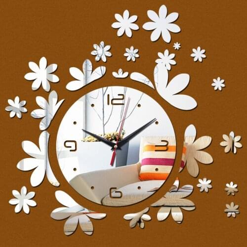 New promotion real home decoration acrylic mirror 3d wall clock clocks living room modern 3d quartz needle