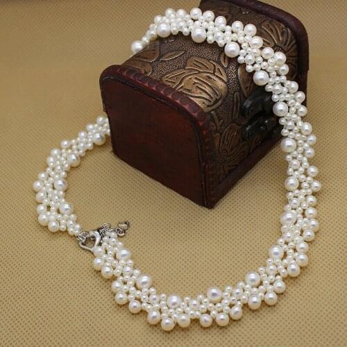 REAL PEARL Fashion Freshwater Pearl Necklace Party Wedding Necklace Handmade Jewelry Choker Womens Necklace