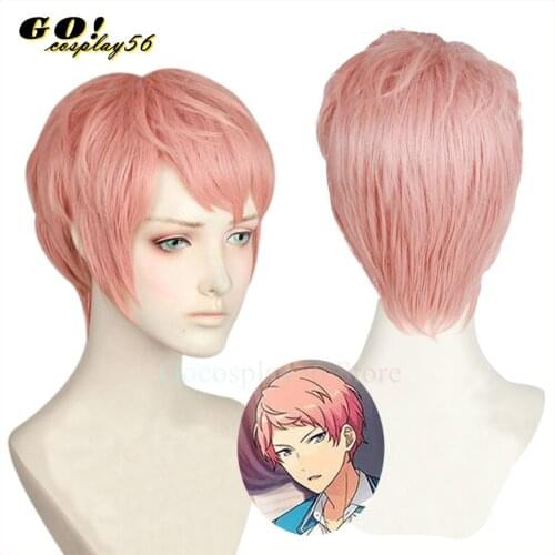 Itsuki Shu Wig Ensemble Stars Cosplay Pink Short Synthetic Hair Heat Resistant Itsuki Shu Cosplay