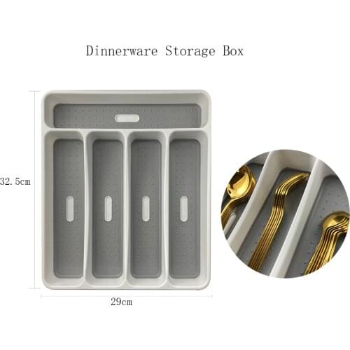 1Pc Plastic Cutlery Tray Kitchen Drawer Organizer Separation Cutlery Organizer for Spoon Fork Knife Shelf Tableware Storage Box