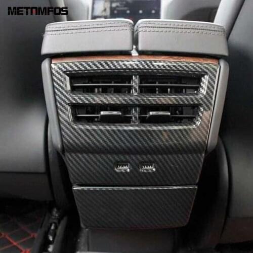 For Tesla Model X 2016-2018 2019 Carbon Fiber Storage Armrest Box Rear Air Condition Vent Outlet Cover Trim Car Accessories
