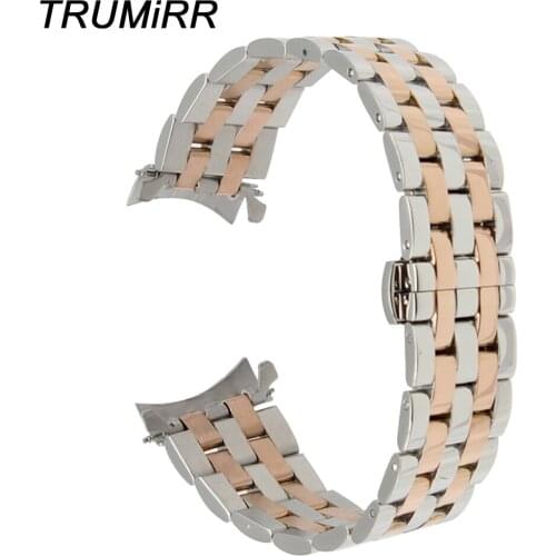 18mm 20mm 22mm 24mm Stainless Steel Watch Band Curved End Strap Men Women Wrist Belt Butterfly Buckle Bracelet Black Gold Silver