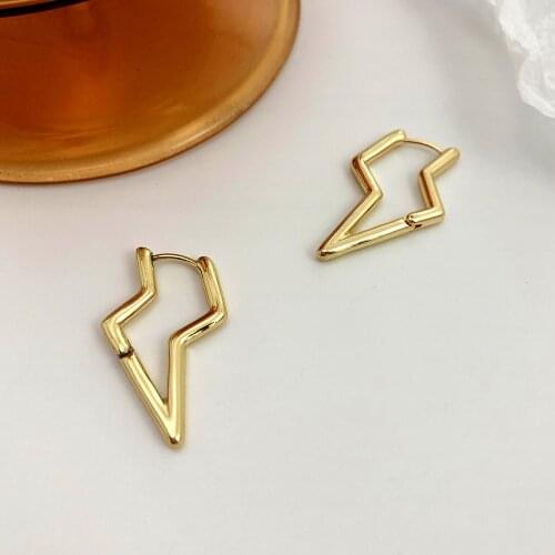 Monlansher Irregular Geometric Lightning Hoop Earrings Gold Silver Color Metal Earrings for Women Vintage Earrings Jewelry 2021