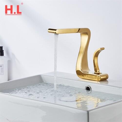 Basin Faucet Gold Bathroom Faucet Mixer Tap Brass Wash basin Faucet Hot and Cold Sink Faucet New Modern