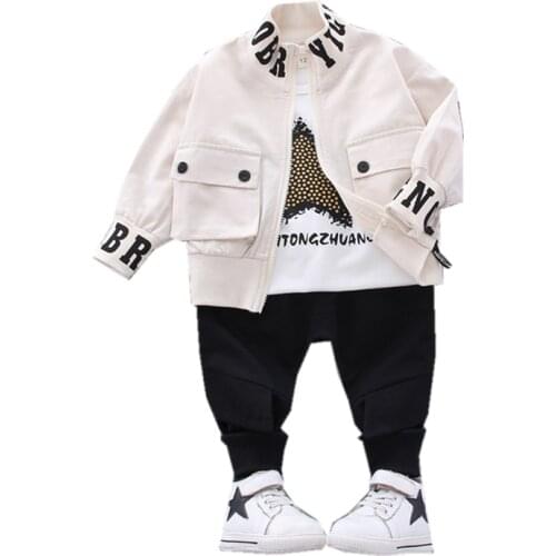 Fashion Spring Autumn Baby Boys Clothes Suit Children Girls Jacket T-Shirt Pants 3Pcs/set Toddler Sport Clothing Kids Tracksuits