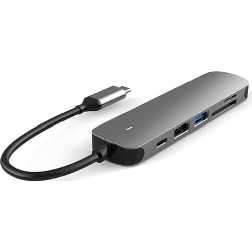 Type C hub USB 2.0/3.0 HDMI SD/TF card reader PD 6 ports adapter hubs For tablet laptop Mobile Phone docking station