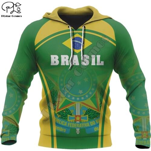 PLstar Cosmos National Emblem Brazil Flag 3D Printed Hoodies Sweatshirts Zip Hooded For Men And Women Casual Streetwear Style-3