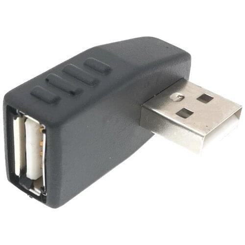 Vertical Right Angled USB Adapter A Male to A Female BK