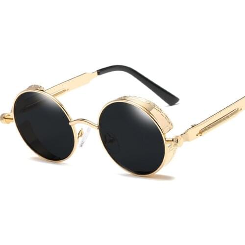Vintage Retro Round Steampunk Sunglasses Men Women Gothic Sun Glasses Metal Frame Small Circle Eye Glasses Ladies Eyewear UV400