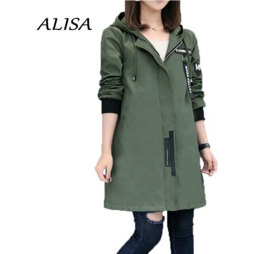 2020 New Women Coat Fashion Spring Long Trench Coat Woman Causal Long Sleeve Hooded Army Green Outwear Casaco Feminino Coats