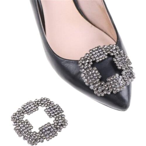 1 Pc Crystal Shoe Clip Decoration Women Shoe Rhinestone Charm Metal Shoe Square Clamp Bridal Shoes Rhinestone Accessories
