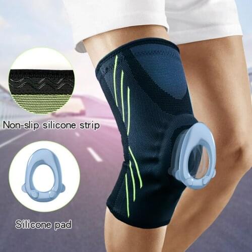 1PCS Silicone Padded Knee Pads Supports Brace Basketball Fitness Meniscus Patella Protection Kneepads Sports Safety Knee Sleeve