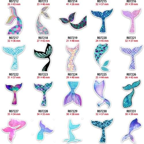 10pcs/lot Beautiful Mermaid Tail New Pattern planar resin Printed for Hair Bows Planar Resin Crafts R0721 R0722 R0723