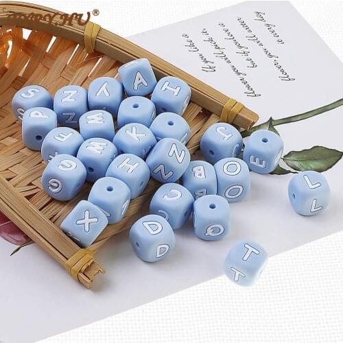 TYRY.HU 10pcs Alphabet Silicone Chewing Beads For Teething Necklace Food Grade BPA Free Letter DIY Baby Name Baby Teether