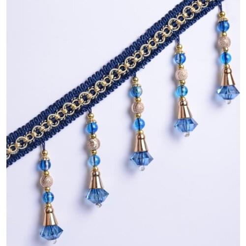12yard/lot Curtain Accessories Tassel Trim Hexagonal Diamond Beads Ribbon For Home Textile Drapery Sewing Decoration Borlas