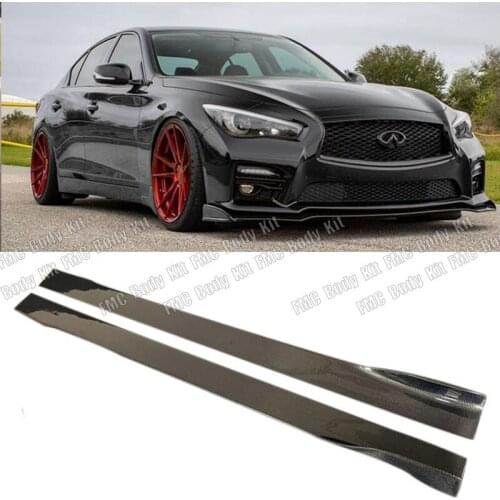 High quality 2Pcs/1Set Carbon Fiber Side Skirts Protector Fits For Infiniti Q50 Q50L 2018 2019 2020