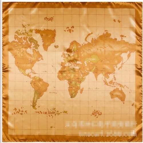 2017 Square silk scarf women 90*90cm Chinese characteristic silk gift world map large ladies scarves wraps hijab