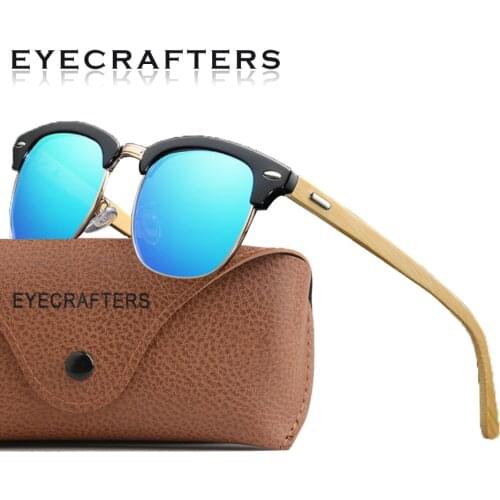 2020 100% Natural Wooden Polarized Retro Designer Classic Half Frame Semi-Rimless Mens Womens Fashion Sunglasses Eyewear 3016