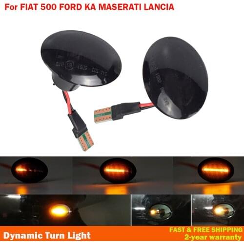 1Pair Smoked Side Marker Lamp Dynamic Turn Signal Light For FIAT 4S 63 3P NUOVA 500 ABARTH Ford KA DESDE Lancia YPSILON Maserati