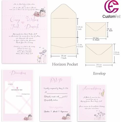 30pcs/lot personalized pocket card set pocket envelop+matching envelop+card+RSVP free shipping PKEE030V103