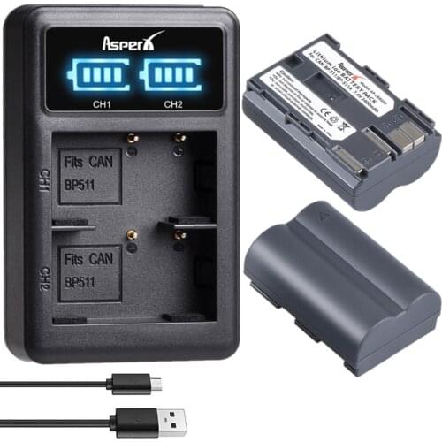 BP-511 BP-511A Battery and Charger for Canon BP511 BP511A EOS 50D 300D 5D 10D 20D 30D 40D 5D Mark I, PowerShot G1 G2 G3 G5 G6 90