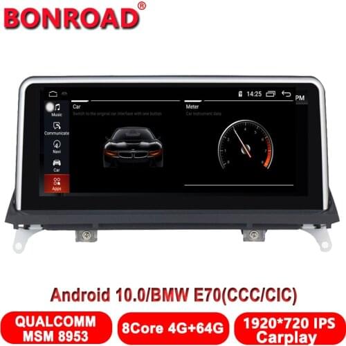 Bonroad 10.25 inch Android 10.0 Qualcomm 4G 64GCar multimedia radio for BMW X5 E70 X6 E71 GPS 2007/2008/2009/2010/2011/2012/2013
