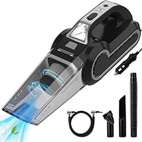 4-In-1 Car Vacuum Cleaner Multifunctional Handheld Vacuums With LED Light Tire Pressure Gauge And Car Inflator For Wet And Dry
