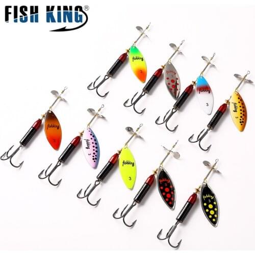 FISH KING 3# Spinner Bait Spoon Fishing hook Wobblers For Trolling Metal Hard Long Cast Spoon Crankbait Trout Bass Pesca Tackle