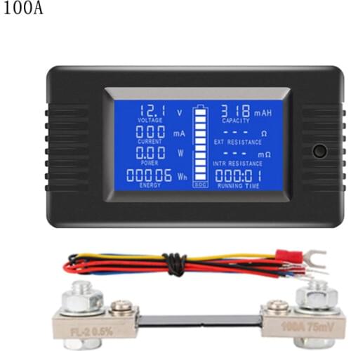 DC 0-200V 50A/100A/200A/300A Battery Tester Monitor Voltage Current Impedance Capacity Watt Ampere Power Energy Time Meter G8TB