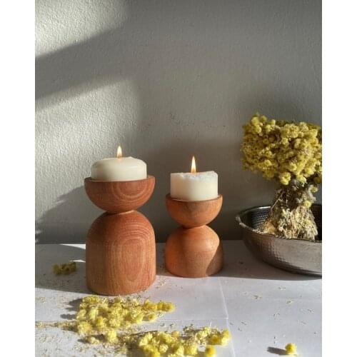 Wooden Candle Holders 2 Pcs Home Wedding Decoration Accessories подсвечник Bougeoir Natural декор для дома подсвечники для свече