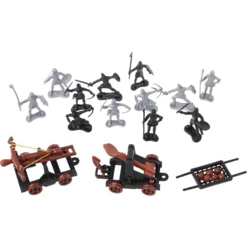 14Pcs/set Medieval Knights Toy Catapult Crossbow Soldier Figures Playset Chariot