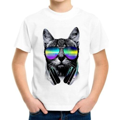 Joyonly New 2018 Kids 3d T-shirt Boys Girls Lovely Colorful DJ Music Cat Sunrise Printed T shirt Children Summer Cool Tops 4-20Y