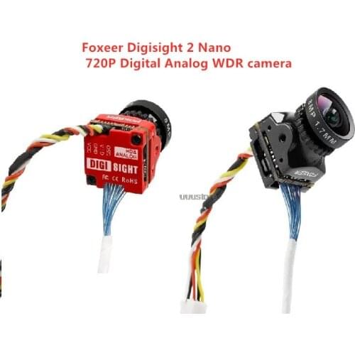 Foxeer Digisight V2 Nano FPV Camera 720P Digital 1000TVL Analog Switchable 4ms Latency compatible with Shark Byte for RC Drone